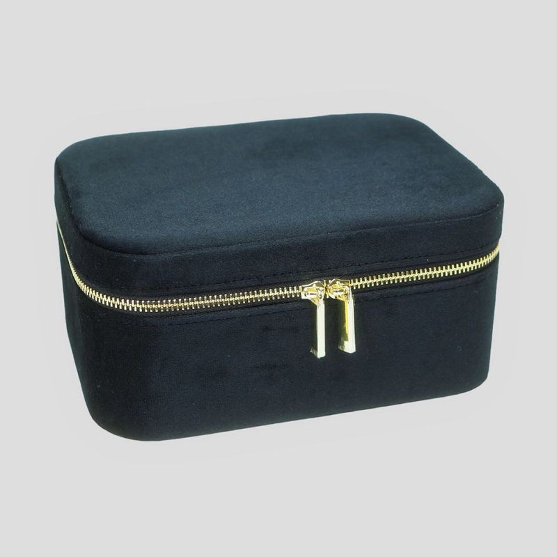 Stort smykkeskrin i velur svart