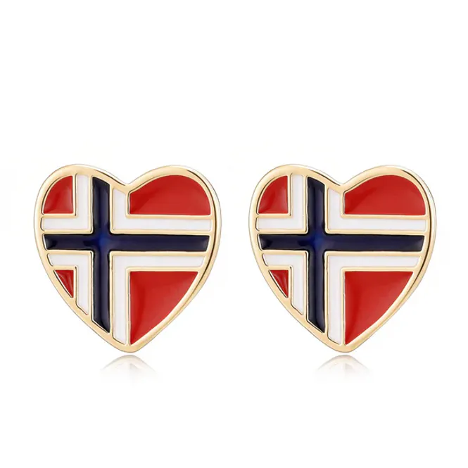 Hovedbilde NOR Ear Stud Heart Flag gull