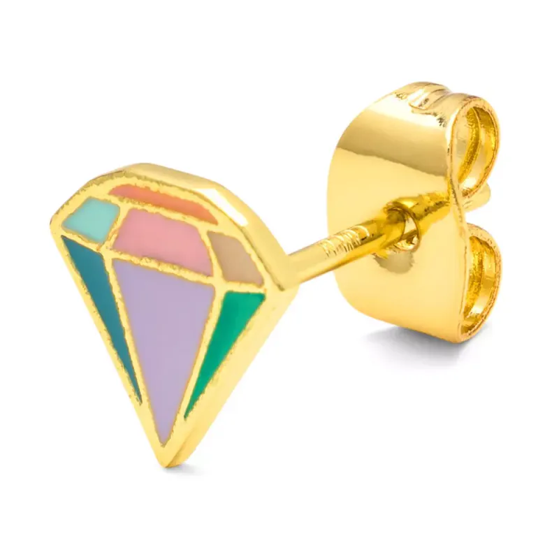 Diamond Cut Large Ørering 1 stk Forgyldt Multifarget