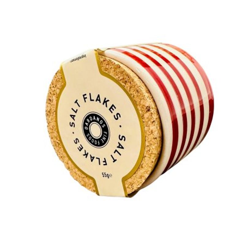 Salt Flakes i Keramikk krukke Rød/Hvit 55g