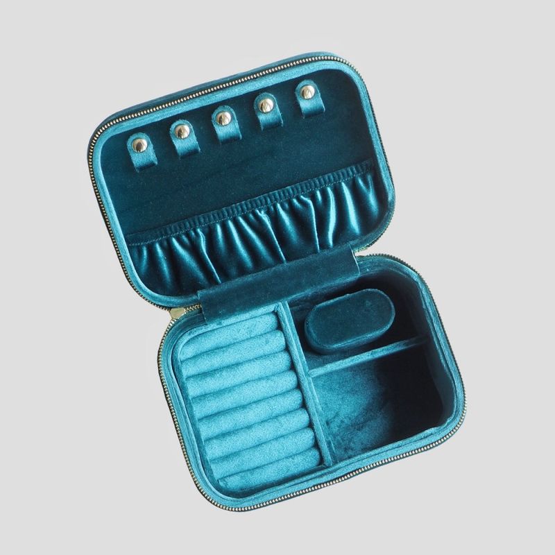 Stort smykkeskrin i velur svart